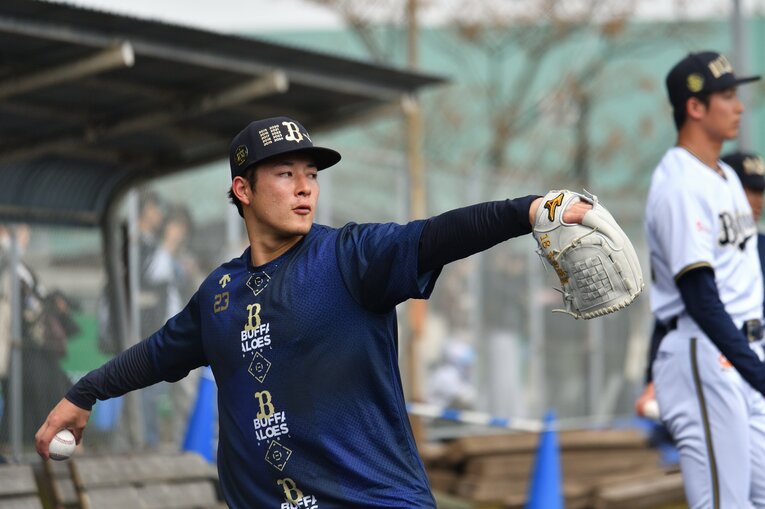 オリックスキャンプで奮闘する吉田輝星　©Hideki Sugiyama