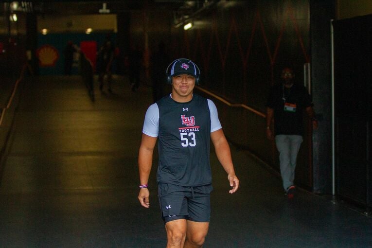 アメフトの強豪であるラマー大学で活躍し、NFL入りを目指す吉川／本人提供