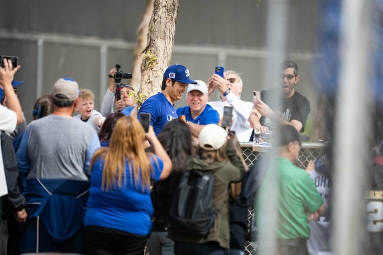 今年2月のドジャースのキャンプもミラーさんは取材していたという ©Nanae Suzuki