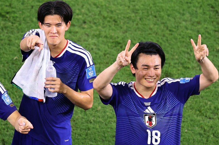 【テレビに映らなかったW杯名場面】北中米W杯日本代表で最年少だった後藤啓介。上田綺世と良好な関係性で自らを磨き上げている（写真は右に続きます）　©REUTERS/AFLO