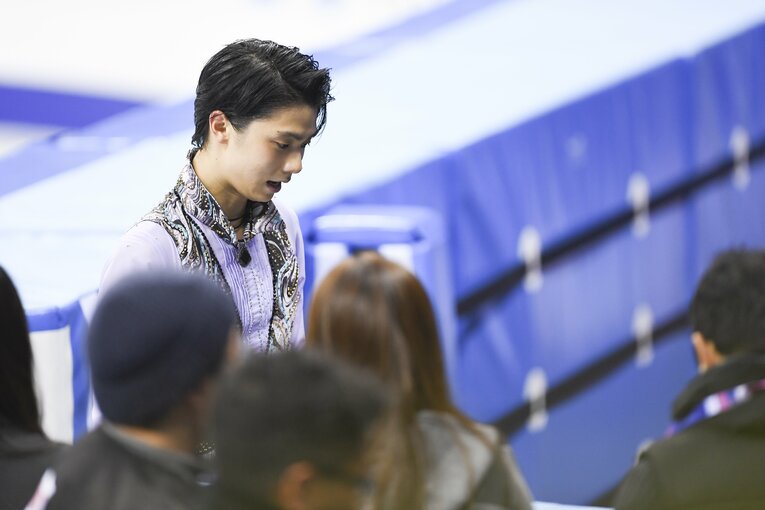 2017年2月、四大陸選手権のショートプログラム。演技後の羽生　©Asami Enomoto