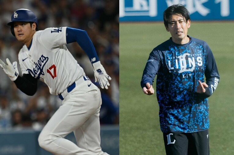 50本塁打と50盗塁「50-50」を達成した大谷翔平選手の盗塁を、今季西武のスプリントコーチを務めた元陸上アジア記録保持者の秋本真吾さんはどうみたのか ／ photograph by (L)Nanae Suzuki、(R)本人提供
