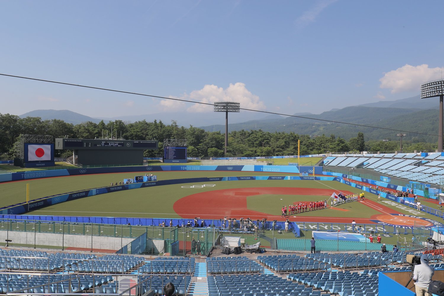 ソフトボールの試合が行われた福島県営あづま球場(福島市) ©JIJI PRESS