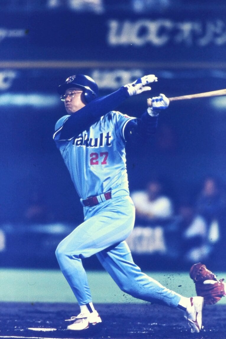 野村野球の申し子、古田敦也。90年代の黄金時代の中核だった。強肩強打で3割を8度も記録　©Koji Asakura