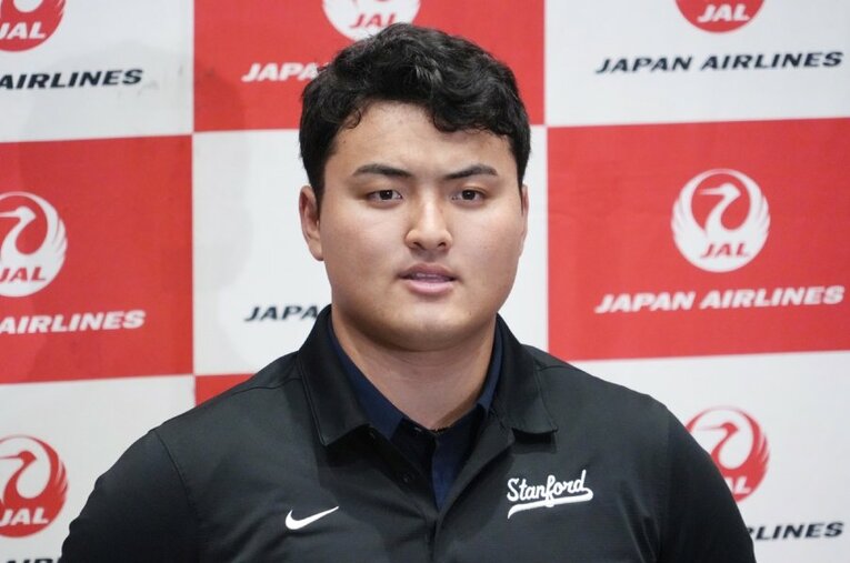 MLBドラフトでマーリンズから8巡目、全体235位で指名を受けた佐々木麟太郎 ／ photograph by JIJI PRESS