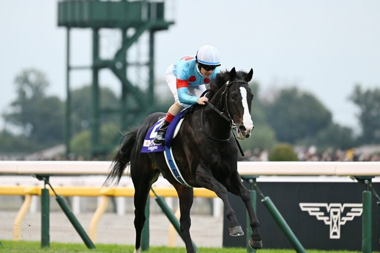 独走となって手綱をゆるめるルメール　©Keiji Ishikawa