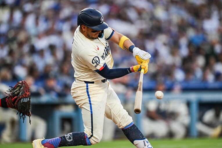 【テレビに映らないドジャース名場面】WS第7戦でのHRなど、いぶし銀の働きが光るロハス（写真は右に続きます） ©Nanae Suzuki