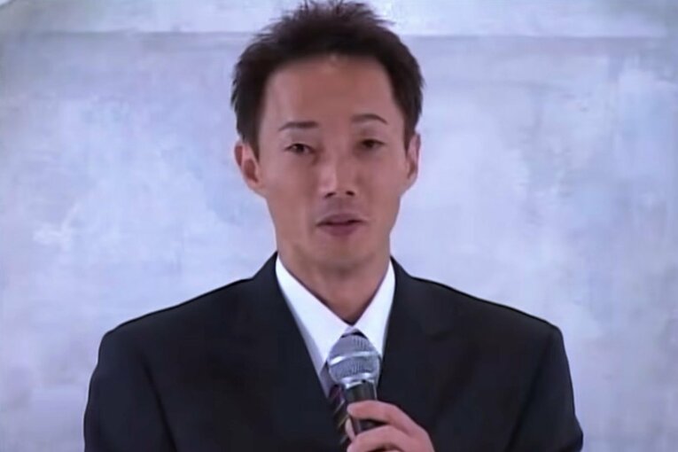 2007年、植木通彦の引退会見（提供：BOAT RACE振興会）