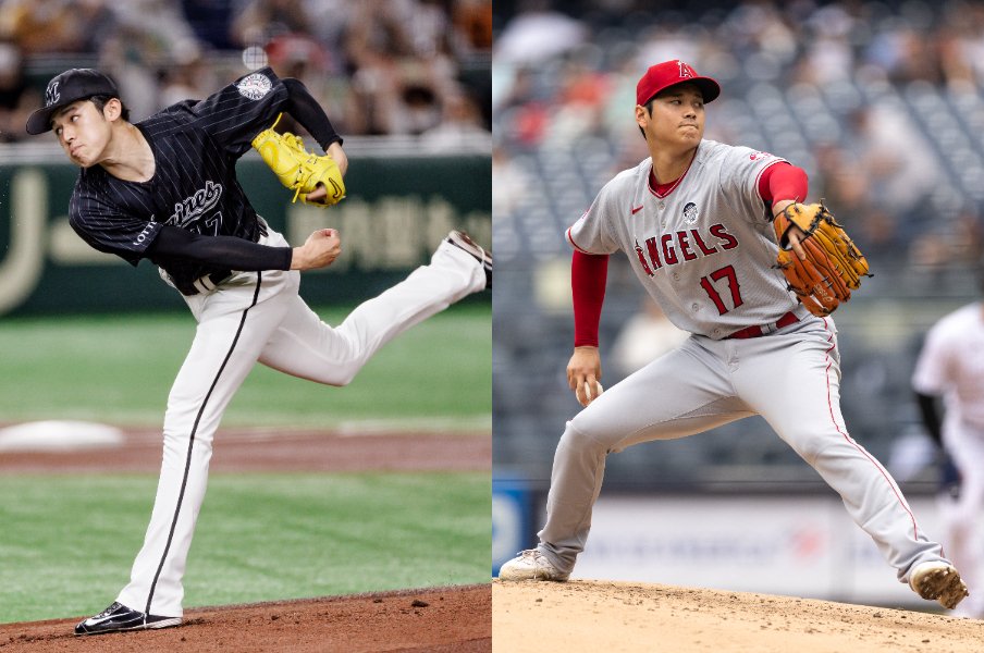 《水島マンガの野球予言》大谷翔平と佐々木朗希の160キロ超え最速記録は、水島マンガの最速王がピタリ同じ速度で投げていた!<Number Web> photograph by Kiichi Matsumoto / Getty Images