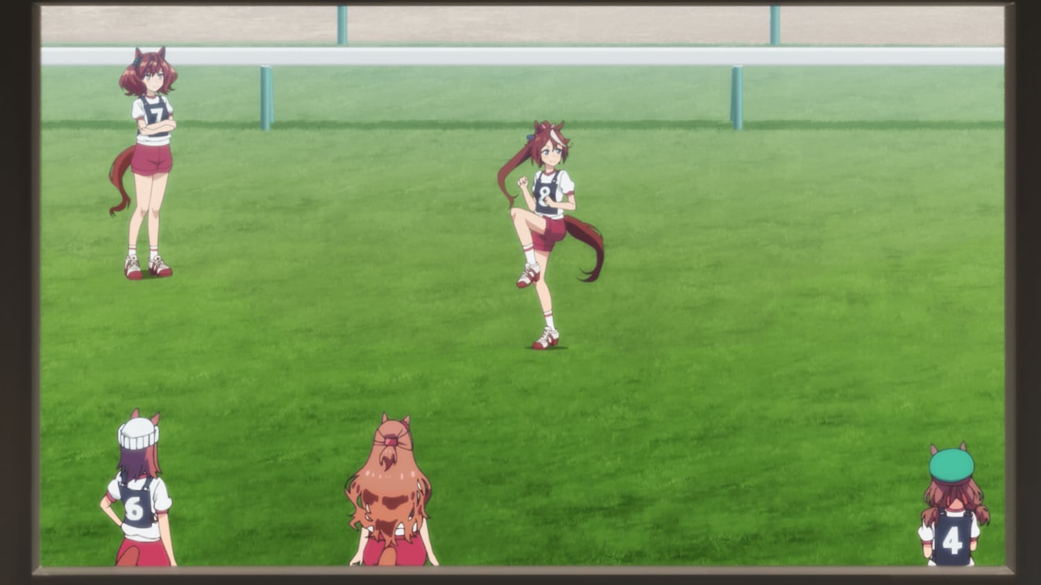 テイオーステップを踏むトウカイテイオー。ゼッケン番号も史実のレース通り　©2023 アニメ「ウマ娘 プリティーダービー Season 3」製作委員会