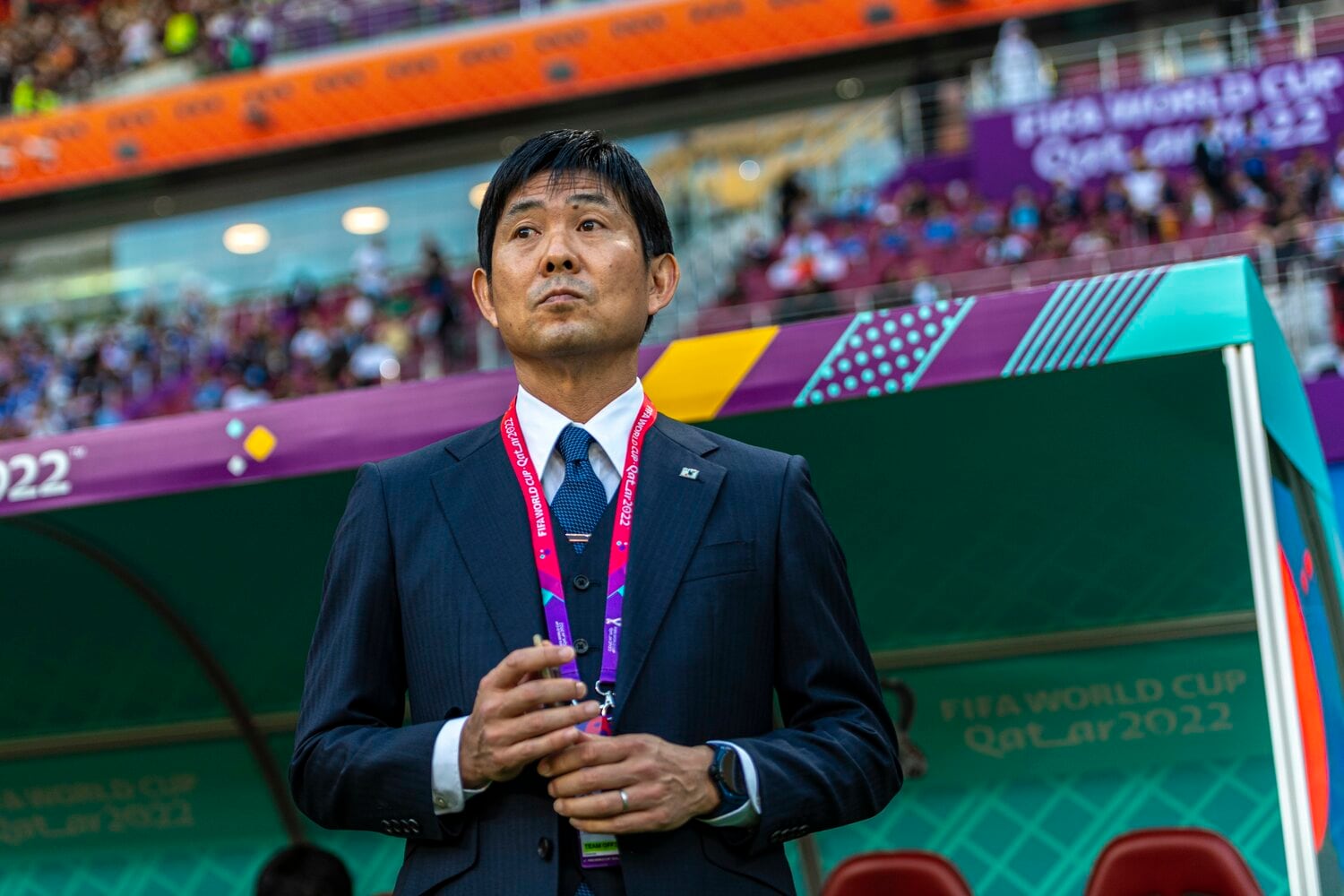 カタールW杯ドイツ戦での森保監督　©Takuya Sugiyama/JMPA