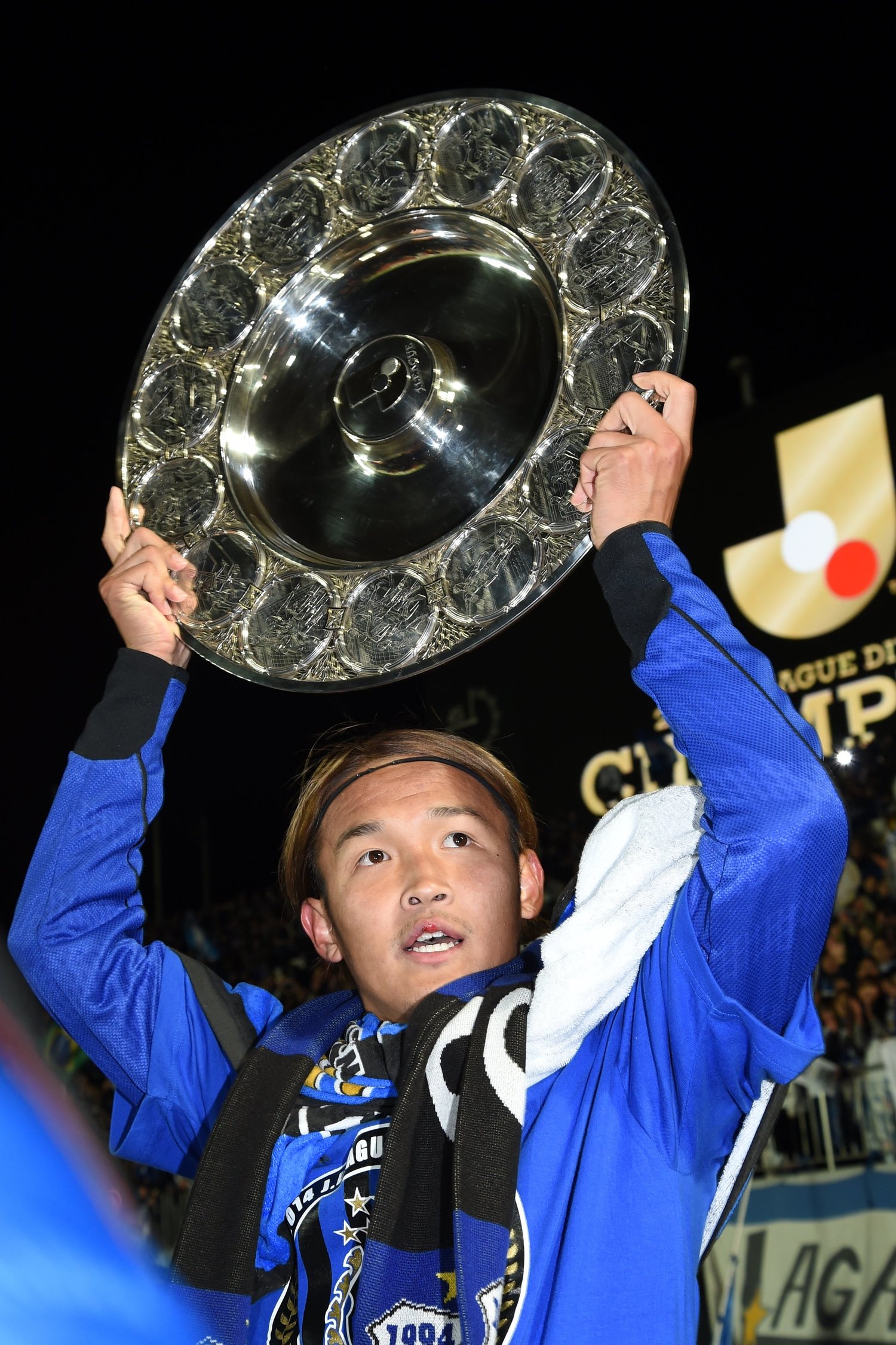 2014年、J1制覇時の宇佐美　©Masashi Hara/Getty Images