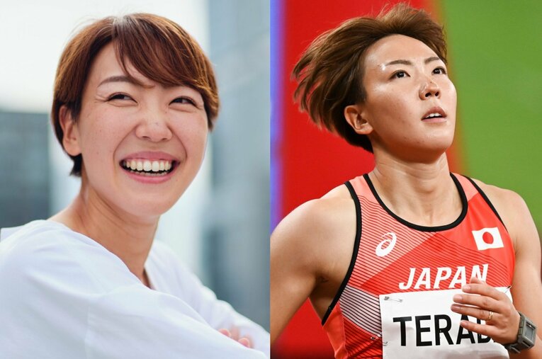 23歳で一度は引退したものの、結婚・出産→ラグビー転向を経て100ｍハードルの日本記録を更新した寺田明日香。そのウラには夫や娘との深い絆があった ／ photograph by (L)Yuki Suenaga、(R)JMPA