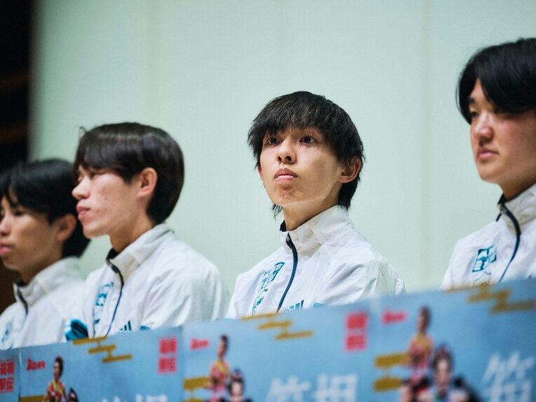 【黒田朝日レア写真】優勝会見でもニコニコ（4年時。写真は続きます）　©Yuki Suenaga