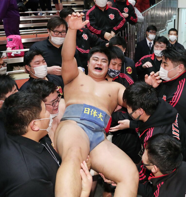 2020年12月、アマチュア横綱に輝いた花田秀虎（当時、日体大1年）　©JIJI PRESS