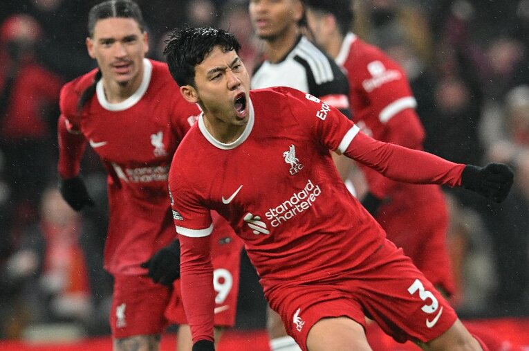 12月3日のフラム戦。後半44分に貴重な同点弾を決めた遠藤航。プレミアリーグ初ゴールだった ／ photograph by Getty Images