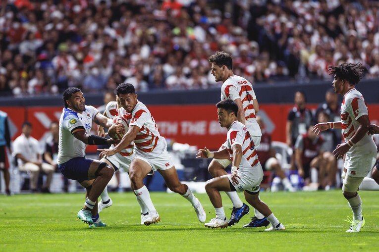 W杯に向けて猛アピール中のCTB長田智希。鋭いステップでスタジアムを沸かせた　©︎Kiichi Matsumoto