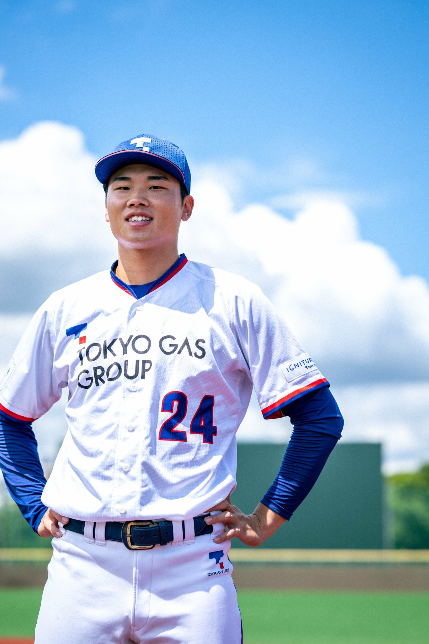 藤澤涼介（ふじさわ・りょうすけ）／2002年6月4日生、栃木県出身。外野手。佐野日大高から横浜国立大に進み、3年時に秋のリーグ戦で最多打点を記録してベストナインを受賞。卒業後は東京ガスに入社。1年目から都市対抗予選で代表権獲得に貢献した。今年9月下旬に行われるアジア競技大会の社会人日本代表に選出されている。右投右打。187cm、90kg　©Asami Enomoto