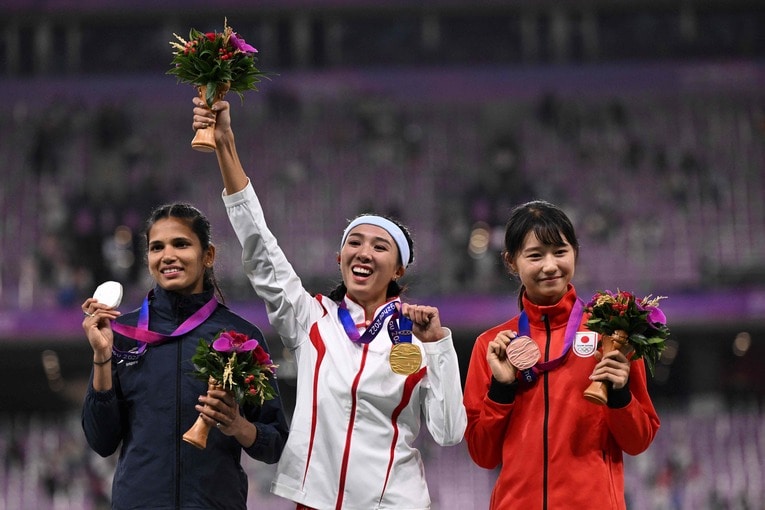 繰り上がりによって銅メダルを獲得した田中　©JIJI PRESS