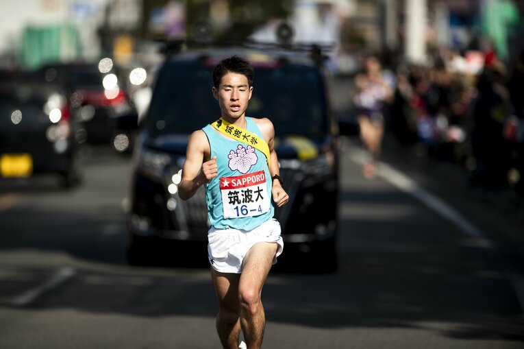 2020年箱根駅伝4区の筑波大・大土手嵩　©Yuki Suenaga