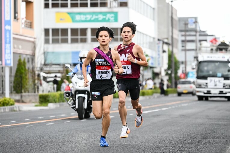 出雲で早稲田の2区を走った山口。序盤は好走を見せたが粘り切れず　©Nanae Suzuki