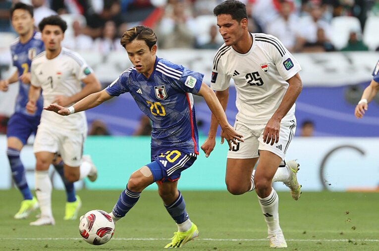 韓国紙記者に「苦戦している」と指摘された久保。決勝トーナメントへ向け調子を上げられるか ／ photograph by JIJI PRESS