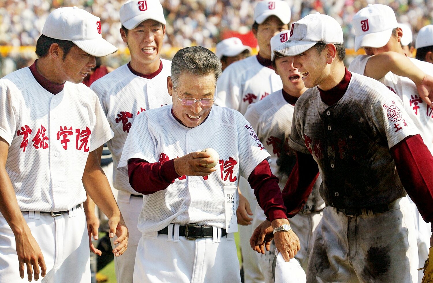 2003年夏の甲子園、常総学院を優勝に導いた木内幸男監督 ©JIJI PRESS