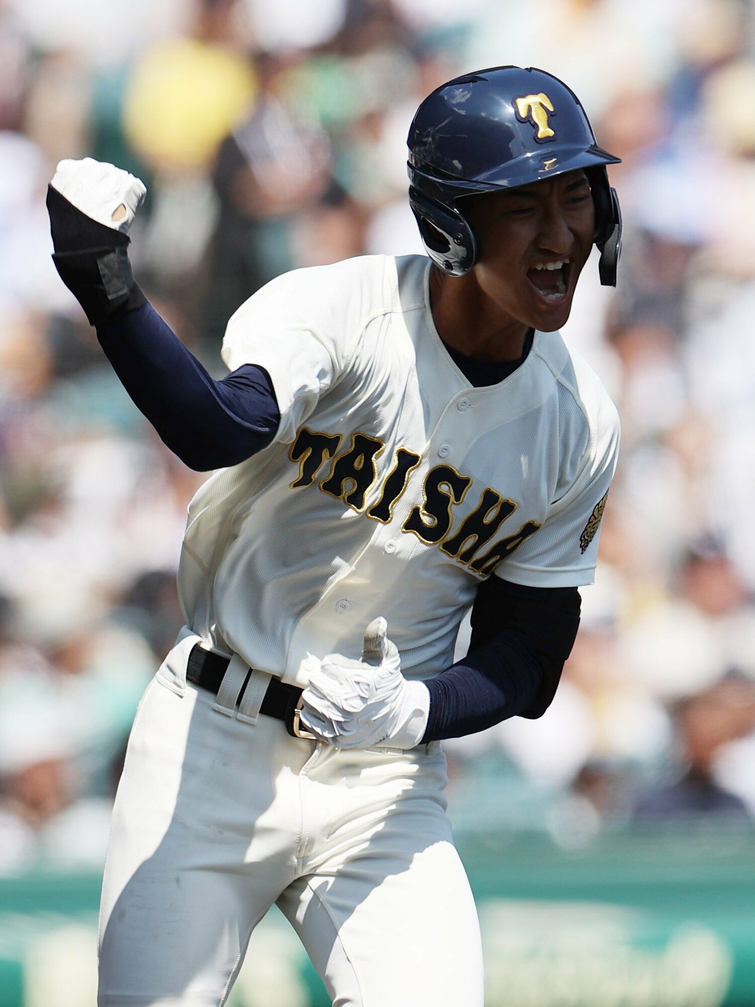 報徳学園戦で先制打を放った下条　©JIJI PRESS