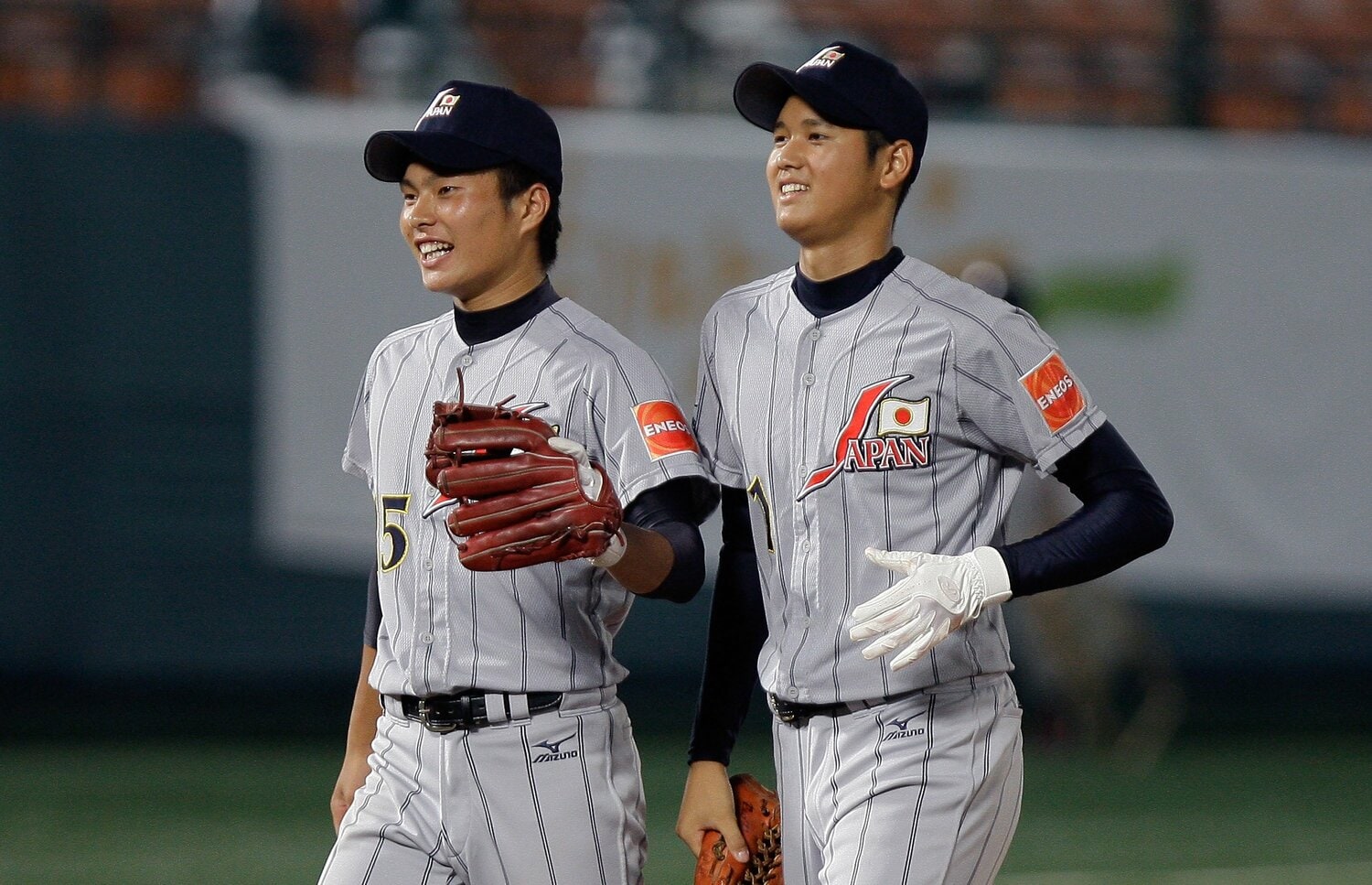 AAA世界野球選手権での大谷と北條史也　©Getty Images
