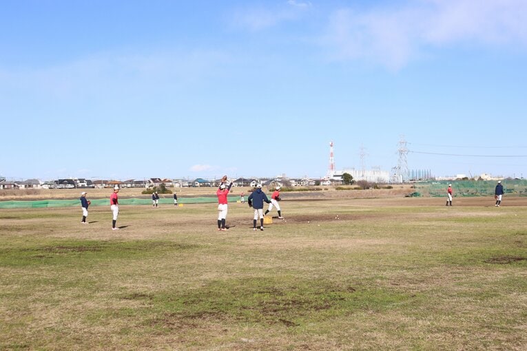 稲城シニアのトレーニング風景。意外にも大阪桐蔭への進学は平嶋が初だという　©Genki Taguchi