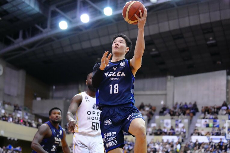 今季からヴェルカ長崎でプレーする馬場　©︎B.LEAGUE