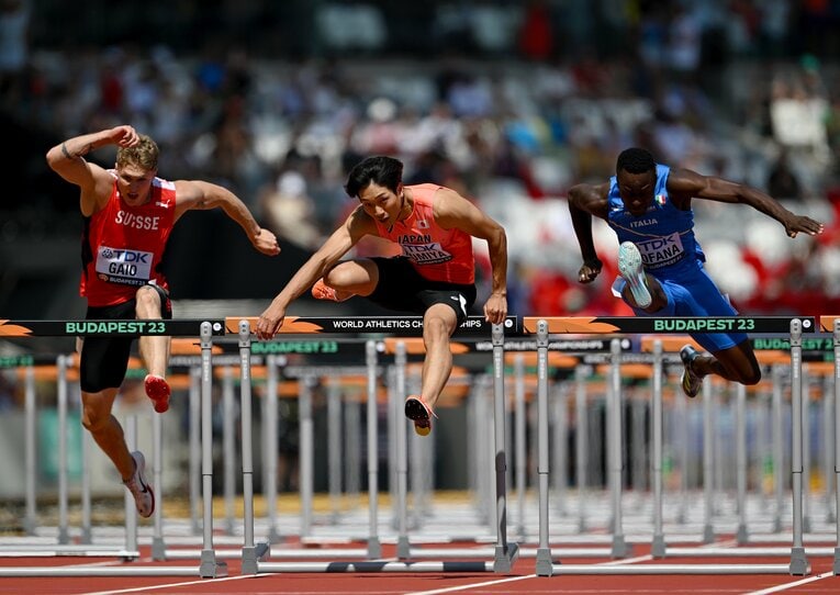 昨年のブダペスト世界陸上で5位に入った泉谷は100ｍのスプリント能力も高い　©︎Getty Images