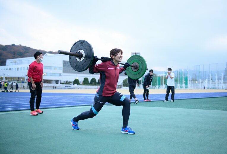 練習拠点の母校・福岡大学でトレーニングを行う兒玉　©Asami Enomoto