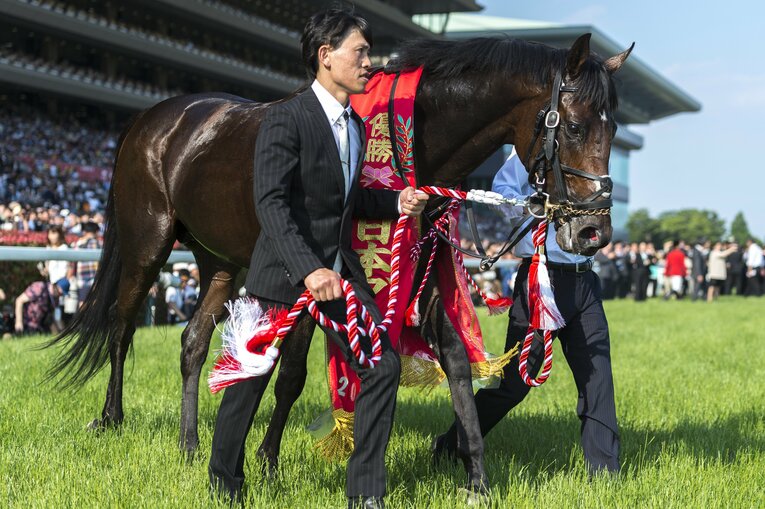 第84回（2017年）日本ダービーを制したレイデオロ　©︎Takuya Sugiyama