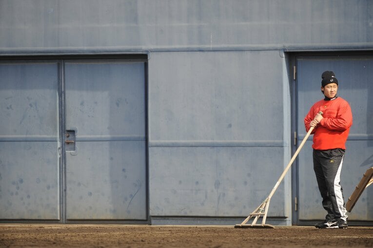 2008年高校3年時、日本ハムの鎌ケ谷合宿で　©Takuya Sugiyama