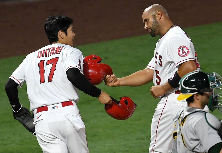 2020年の大谷とプホルス　©Getty Images