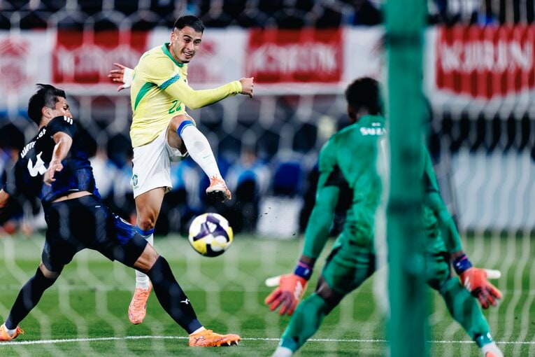 ブラジル戦、前半32分にマルティネッリのゴールで0－2と突き放された　©Kiichi Matsumoto