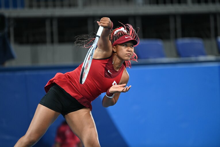 東京五輪ではユニークなヘアスタイルを見せた大坂　©Naoya Sanuki/JMPA