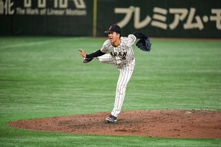 プレミア12決勝戦、劣勢でも9回に登板した大勢　©Nanae Suzuki