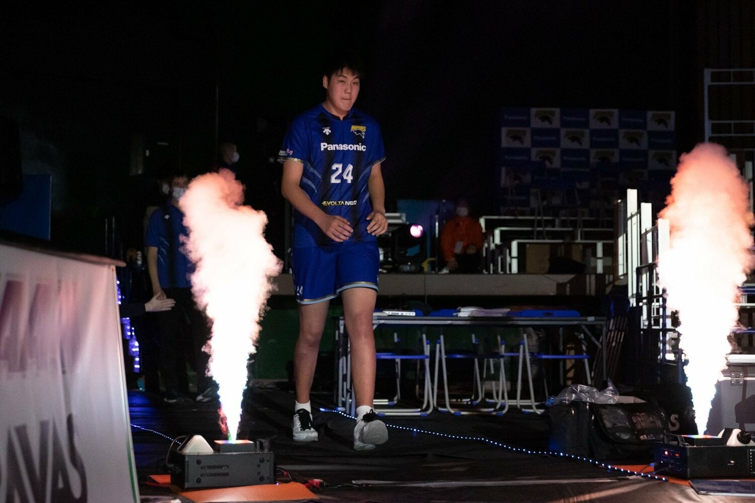 ホームゲームでユニフォーム姿を披露した牧大晃　©︎Panasonic PANTHERS