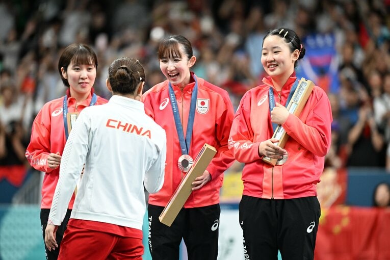 パリ五輪の表彰式にて　©Naoya Sanuki／JMPA