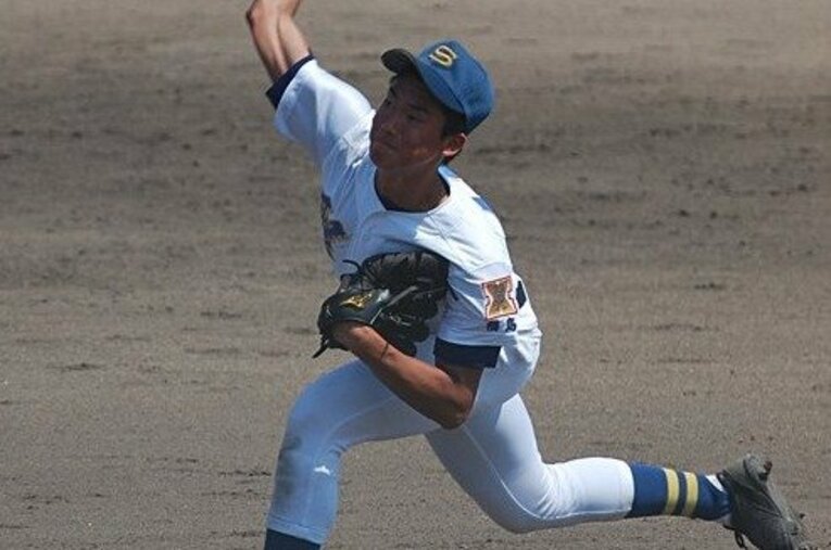 高校時代の湯浅。最後の夏はバッティングピッチャーとしてチームを支えた　©Genki Taguchi