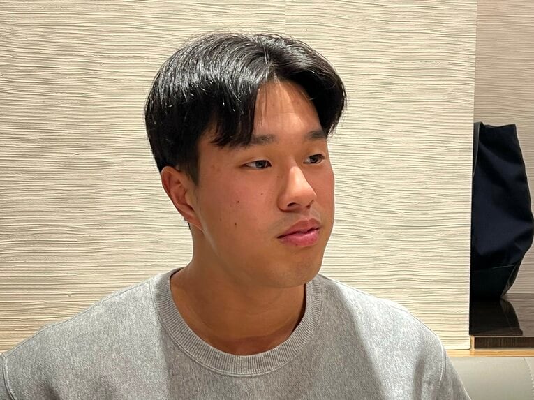 筑波大野球部について語る岡城　©Takeshi Shimizu