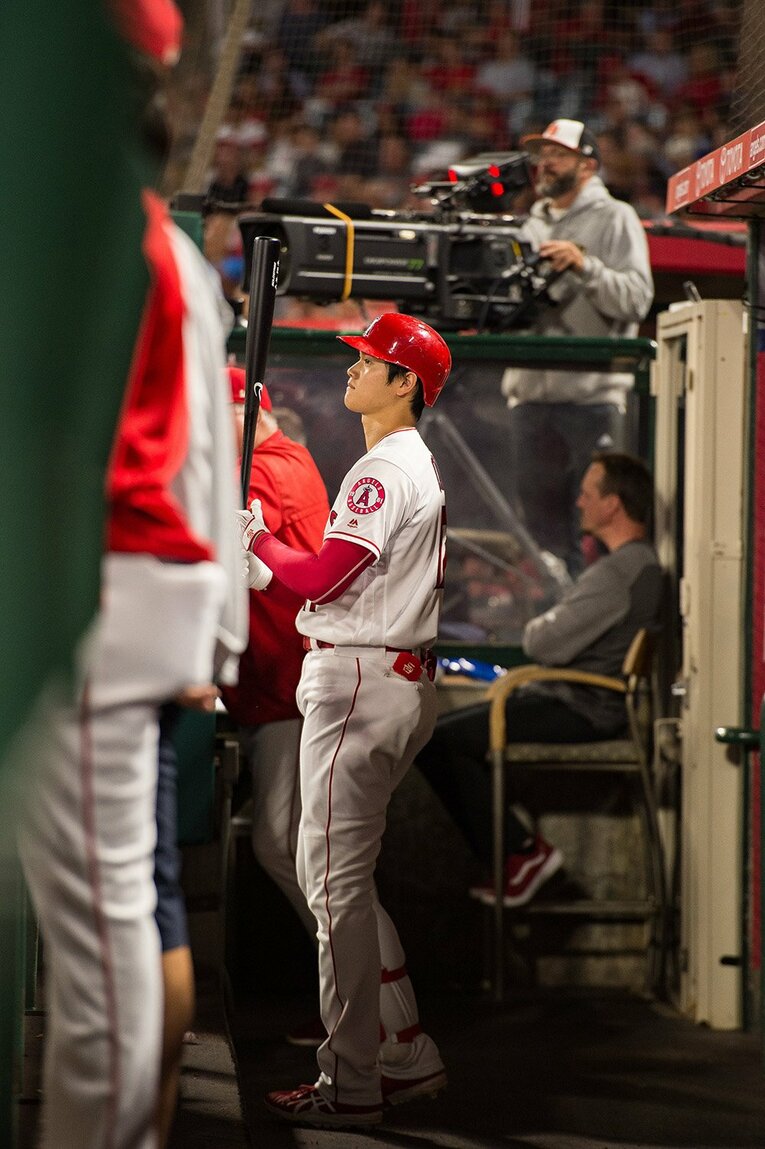 【未公開ショット多数！エンゼルス時代の秘蔵愛されショット】2018年の初々しい大谷（当時24歳） ／ photograph by Nanae Suzuki