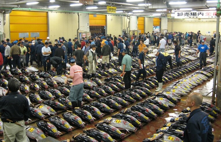 水上さんが勤務した築地市場の様子 ©JIJI PRESS