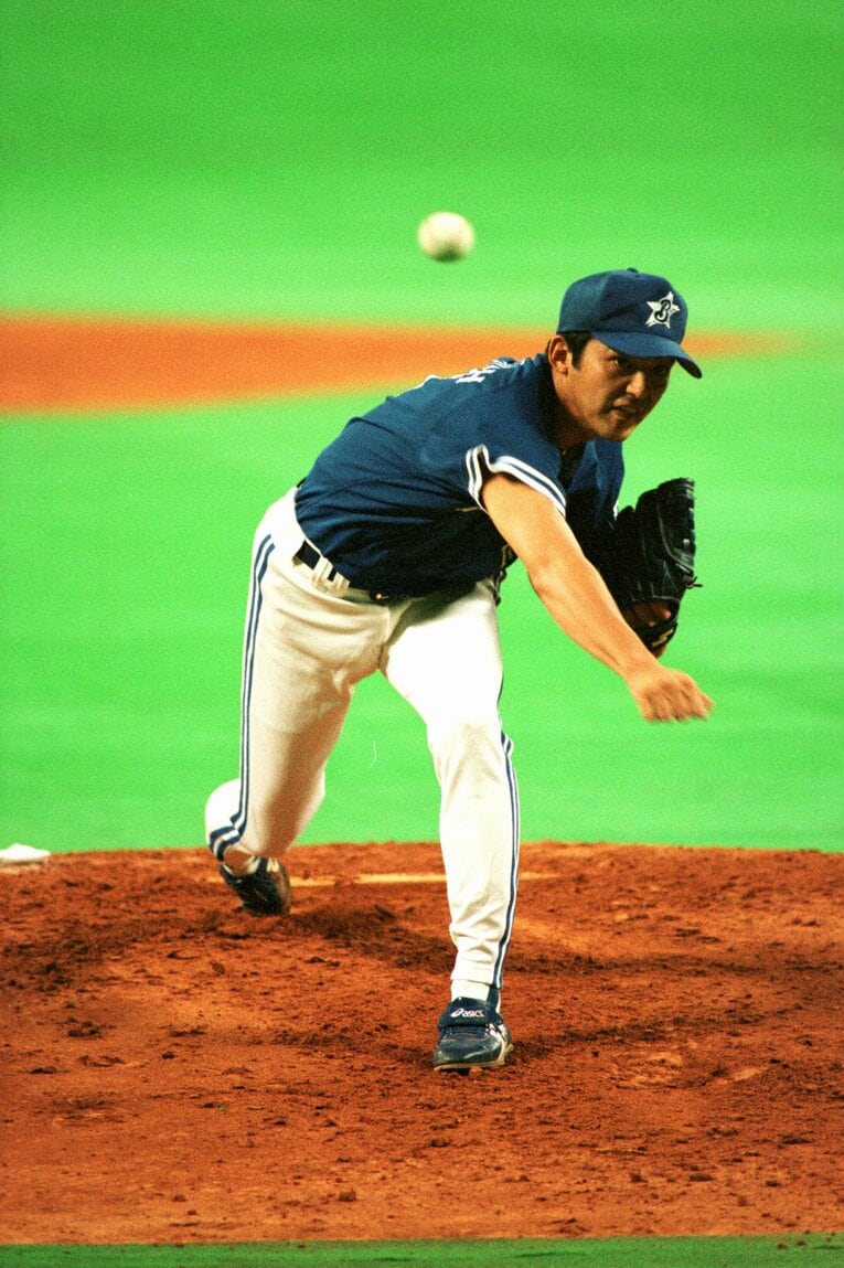 中日と大洋が競合指名した斎藤隆。大洋が交渉権獲得（のちメジャーも経験）　©Takao Yamada