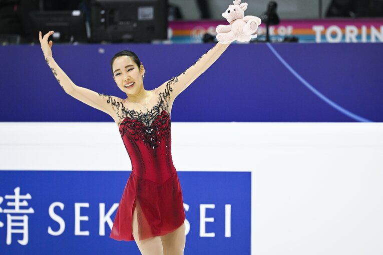 フリーの演技を終えた直後の三原　©Asami Enomoto