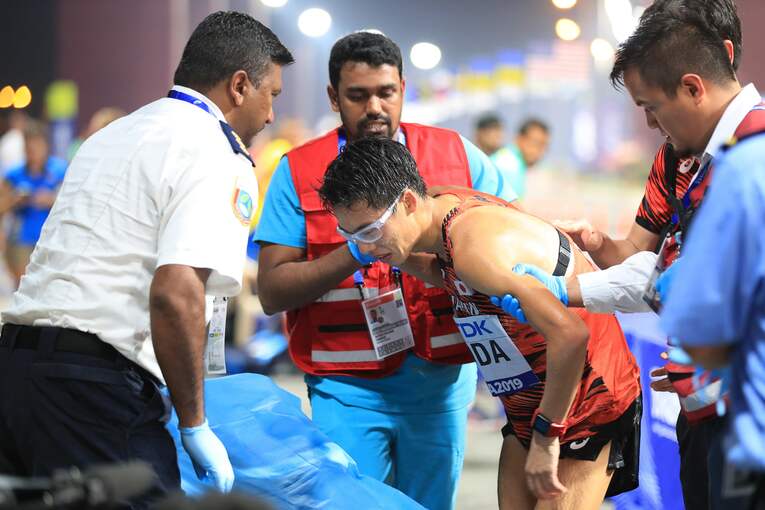 日本勢では野田明宏も途中棄権　©AFP=JIJI PRESS