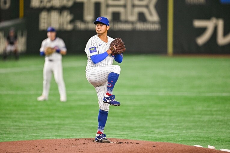カブスの今永昇太も4回を投げて被安打ゼロの好投を見せた　©Nanae Suzuki