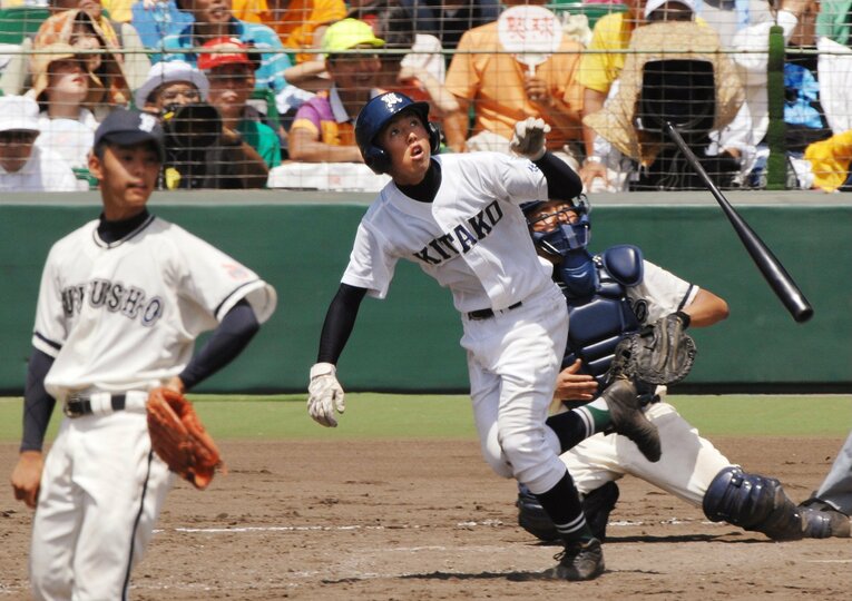 福井商高時代（キャッチャー）。2007年、08年夏の甲子園に出場　©JIJI PRESS